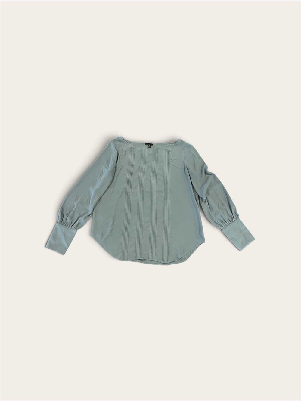 Ann Taylor Light Blue Pintuck Blouse with Balloon Sleeves